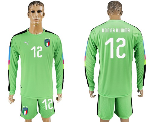 Italy #12 Donna Rumma Green Long Sleeves Goalkeeper Soccer Country Jersey - Click Image to Close